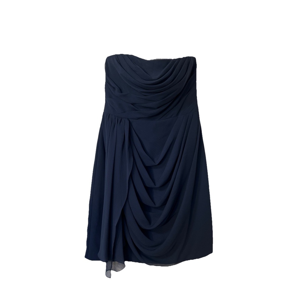 White‎ By Vera Wang Dress Strapless Blue Draped Fitted Formal Cocktail Size 6